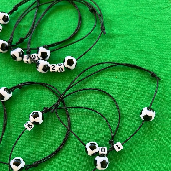 Soccer Bead Kids Bracelet Set - Black and White - Picture 4 of 7
